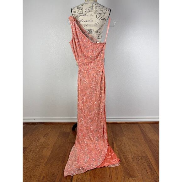 B68 Mac Duggal One Shoulder  Maxi Dress Womens 8 Glam Formal Elegant Wedding - Picture 4 of 9